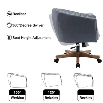 Guyou Retro Barrel Leather Office Chair with Wood Base