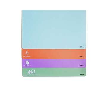 Kitchen Cutting Mats by Carol's Gluten Free, Extra Thick, Non-Slip Cutting Board Sheets Used as Designated Chopping Boards, Easy To Clean, Set Of 4 Colored Mats with Food Sensitivity Icons