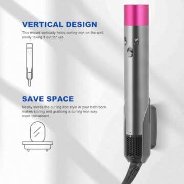 LANMU Wall Mount Holder for Dyson Airwrap & Airstrait Styler - Stylish Storage Organizer for Home Ba...