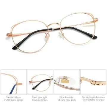 SOJOS Cat Eye Blue Light Blocking Glasses for Women