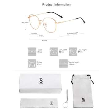 SOJOS Cat Eye Blue Light Blocking Glasses for Woman Hipster Metal Frame Womens Eyeglasses She Young SJ5027, Rose Gold Frame/Anti-Blue Light Lens