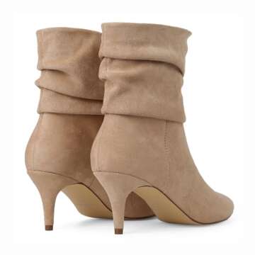 CosyFever Sexy Slouch Ankle Boots for Women with Fashon Mid Stiletto Heels Pointed Toe - 7.5 B(M) US