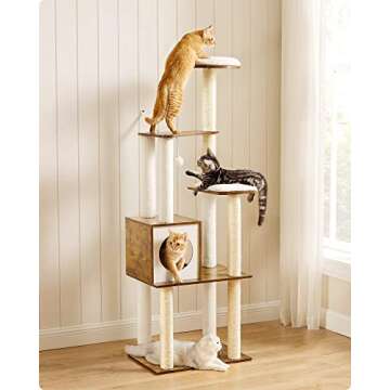 Feandrea WoodyWonders Cat Tree - 65 inch Stylish Cat Furniture