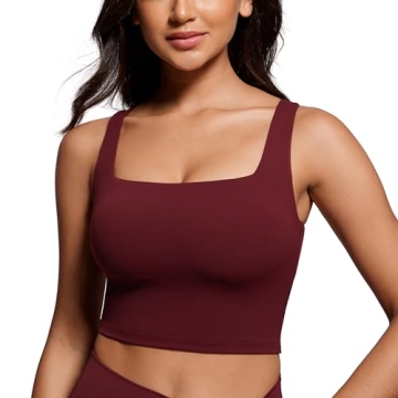 CRZ YOGA Butterluxe Women’s Square Neck Longline Sports Bra - Stylish & Versatile Activewear for E...