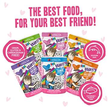 Weruva B.F.F. OMG - Best Feline Friend Oh My Gravy!, Rainbow A Gogo Variety Pack! Cat Food, 3oz Pouch (Pack of 12)