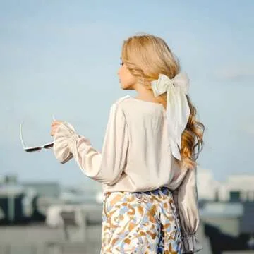 4 PCS Cute Hair Bows for Women Long Tail Ribbon Tassel Bowknot Clips Silky Satin Barrettes Accessories Ponytail Holder for Holidays Birthday Wedding