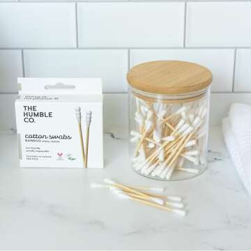 The Humble Co. Bamboo Cotton Swabs (600 count) - Cotton Swabs and Cotton Buds for Ears, Makeup, Pet Care and Cleaning (White Spiral)