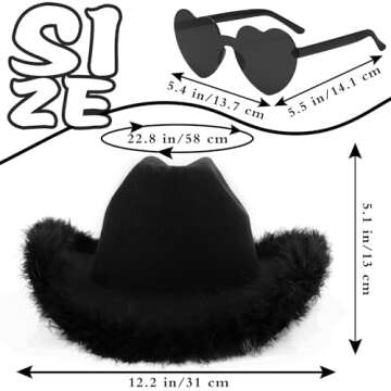 Xeehwb Cowboy Hat and Sunglasses Set for Costume Parties