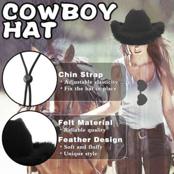 Xeehwb Cowboy Hat and Sunglasses Set for Costume Parties