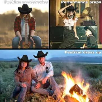 Xeehwb Cowboy Hat and Sunglasses Set for Costume Parties