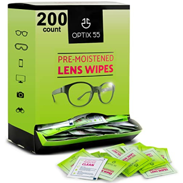Eyeglass Cleaner Lens Wipes - 200 Pre-Moistened Individual Wrapped Cleaning Wipes | Streak-Free, Saf...