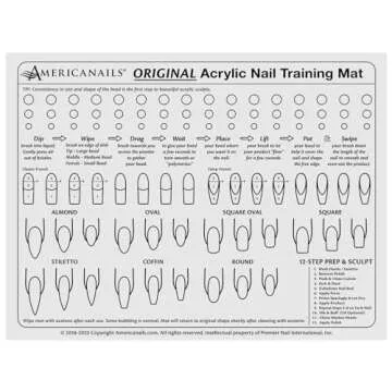 Americanails Acrylic Nail Training Mat for Beginners and Pros