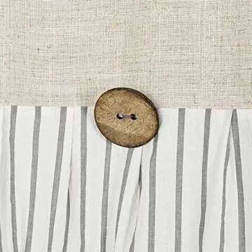 DOSLY IDÉES Farmhouse Shower Curtain,Beige and Gray Stripe,Button Curtain,Linen and Cotton Woven Fabric,Rustic Charm Country Chic Style,72x72 in
