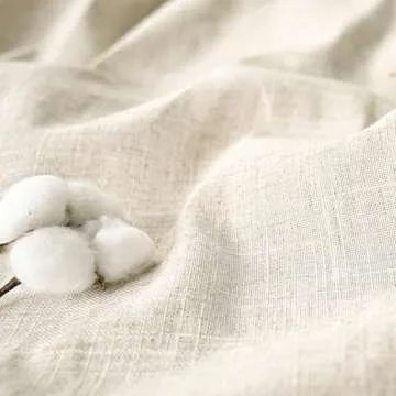 DOSLY IDÉES Farmhouse Shower Curtain,Beige and Gray Stripe,Button Curtain,Linen and Cotton Woven Fabric,Rustic Charm Country Chic Style,72x72 in