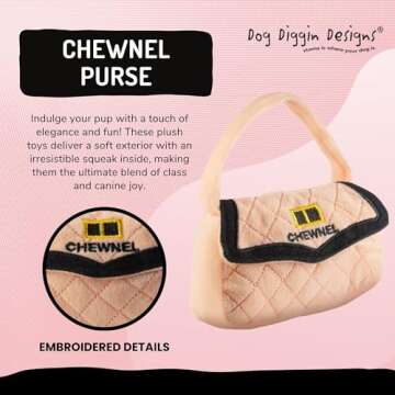 Dog Diggin Designs Runway Pup Collection | Unique Squeaky Parody Plush Dog Toys – Haute Couture Purses & Handbags