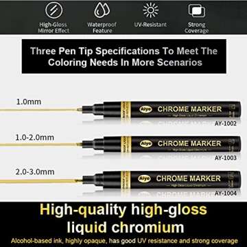 REJODA 4Pack Mirror Paint Markers Liquid Chrome Pen Gold Silver Leafing Marker, Model Painting, Marking or DIY Art Projects, Waterproof Reflective Gloss Paint Pump Pens