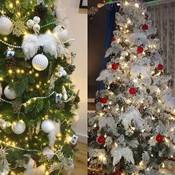 FEPITO 16 Pcs White Feather Christmas Decorations Fantasy Angel White Feather Wing Ornament for Christmas Party Decoration DIY Craft