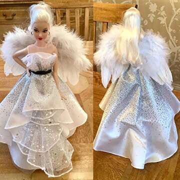 FEPITO 16 Pcs White Feather Christmas Decorations Fantasy Angel White Feather Wing Ornament for Christmas Party Decoration DIY Craft