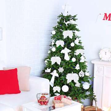 FEPITO 16 Pcs White Feather Christmas Decorations Fantasy Angel White Feather Wing Ornament for Christmas Party Decoration DIY Craft