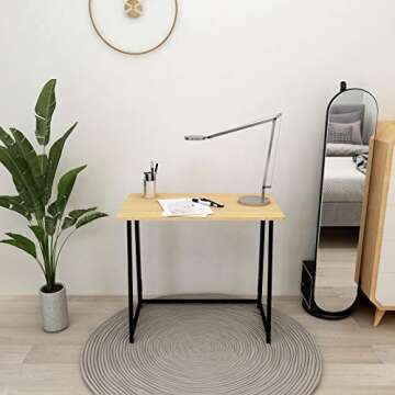 Siunzs Folding Desk 32 Inch Foldable Desks for Small Spaces Fold Up Study Table for Home Office Writ...