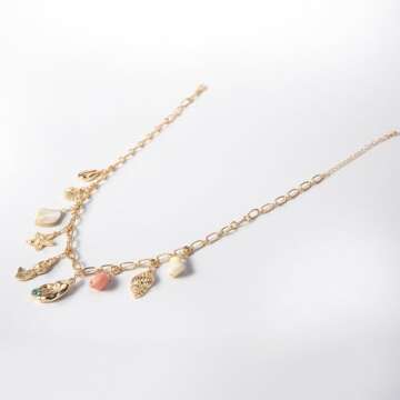 YANCHUN Charm Necklace Beach Jewelry for Women Trendy Summer Shell Pearl Coin Paperclip Chain Neckla...