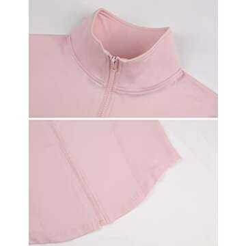 Lviefent Womens Lightweight Full Zip Running Track Jacket Workout Slim Fit Yoga Sportwear with Thumb Holes (Pink-M)