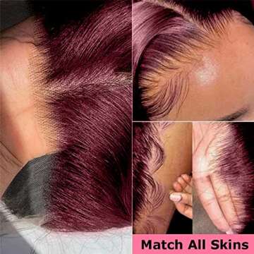 250% Density 99J Burgundy Lace Front Wigs Human Hair With Baby Hair Pre Plucked 13x4 Body Wave 99j HD Transparent Lace Frontal Human Hair Wigs for Women 99J Glueless Lace Front Wigs Human Hair 20Inch