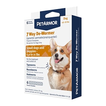 PETARMOR 7 Way Chewable De-Wormer for Dogs, Effective Worm Control in Small Dogs & Puppies (6-25 lbs...