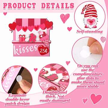 Ferraycle 16 Pcs Valentine's Day Tiered Tray Decorations Farmhouse Gnome Heart Wooden Table Sign with String Rustic Tiered Tray Decorations