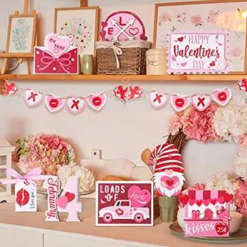 Ferraycle 16 Pcs Valentine's Day Tiered Tray Decorations Set