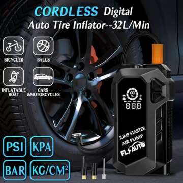 Portable 4 in 1 Jump Starter & Air Compressor for Vehicles