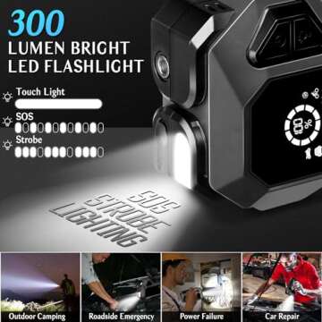 Portable 4 in 1 Jump Starter & Air Compressor for Vehicles