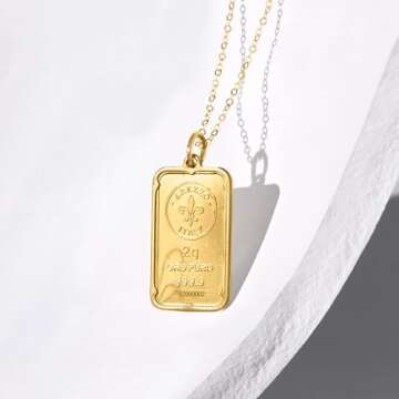 Ross-Simons Italian 24kt Yellow Gold Fleur-De-Lis 2-Gram Ingot Pendant Necklace With 14kt Yellow Gold Frame. 18 inches