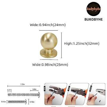BUKOBYHE Elegant Brushed Brass Cabinet Knobs - 10 Pack of Durable Kitchen Drawer Handles