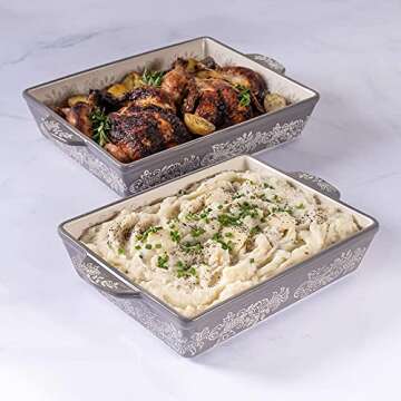 Stylish Stoneware Casserole Dish Set for Cooking