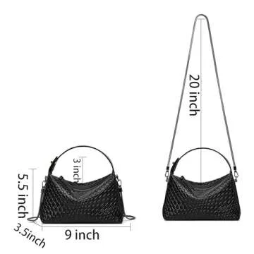 DORIS&JACKY Small Hand Tote Handbag For Women Designer Vegan Top Handle Crossbody Purse With Metal Chain Strap (1-Black)
