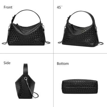 DORIS&JACKY Small Hand Tote Handbag For Women Designer Vegan Top Handle Crossbody Purse With Metal Chain Strap (1-Black)