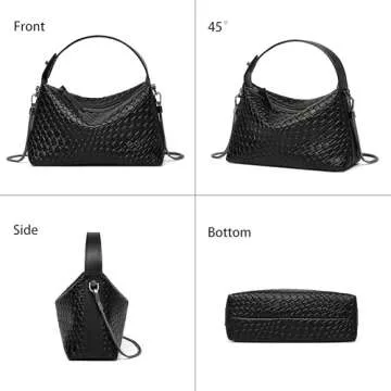 DORIS&JACKY Small Hand Tote Handbag For Women Designer Vegan Top Handle Crossbody Purse With Metal Chain Strap (1-Black)