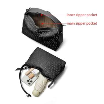 DORIS&JACKY Small Hand Tote Handbag For Women Designer Vegan Top Handle Crossbody Purse With Metal Chain Strap (1-Black)