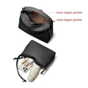 DORIS&JACKY Small Hand Tote Handbag For Women Designer Vegan Top Handle Crossbody Purse With Metal Chain Strap (1-Black)