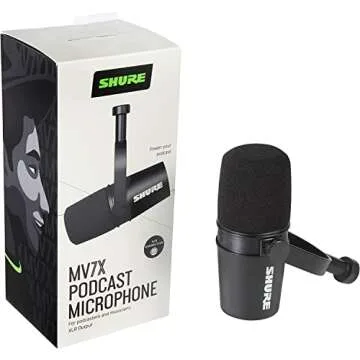 Shure MV7X XLR Podcast Microphone with SRH440A Over Ear Wired Headphones for Monitoring & Recording