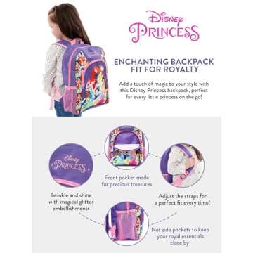 Disney Princess Backpack | Backpacks for Girls | School Bag for Kids