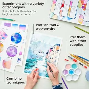 ARTEZA Watercolor Paint Set, 12 Colors in 12 ml/0.4 US fl oz Watercolor Tubes, Non-Toxic Water Color Paint for Adults