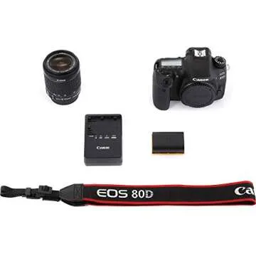 Canon EOS 80D CMOS DSLR Camera + EF-S 18-55mm IS STM & 75-300mm III Lens Kit + Accessory Bundle 64GB SDXC Memory + SLR Photo Bag + Wide Angle Lens + 2x Telephoto Lens + Flash + Remote + Tripod, Bundle