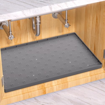 Sdpeia Under Sink Mat for [34" x 22"] Cabinet, 2024 New Upgraded Silicone Waterproof Mat Kitchen Cab...
