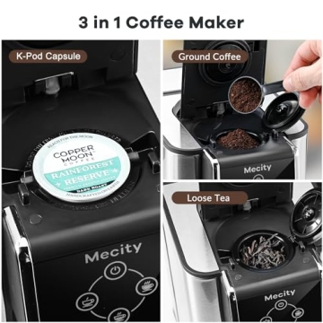 Mecity 3 in 1 Coffee Maker, K-Cup Compatible Machine
