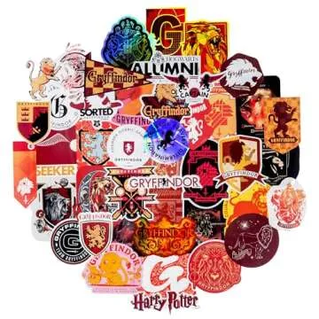 Conquest Journals Harry Potter Gryffindor Vinyl Stickers, Unique Stickers Including Holograms, Waterproof and UV Resistant, Great for All Your Gadgets, Potterfy All The Things (60 Pack)