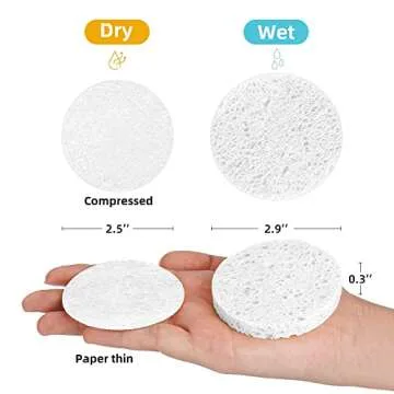 60-Count Compressed Facial Sponges|100% Natural Kickleen Cellulose Cosmetic Spa Sponges for Daily Facial Cleansing|Makeup And Mask Removal | Exfoliating | Skin Massage | Pore Exfoliation(White)