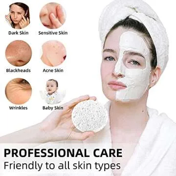 60-Count Compressed Facial Sponges|100% Natural Kickleen Cellulose Cosmetic Spa Sponges for Daily Facial Cleansing|Makeup And Mask Removal | Exfoliating | Skin Massage | Pore Exfoliation(White)