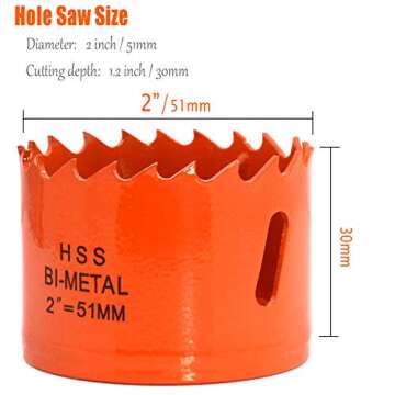 Koopi 2 Inch BI-Metal Hole Saw with Arbor & Replacement Bit for Wood & Plastic